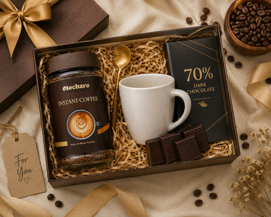 Premium coffee gift box with instant coffee jar mug and chocolates perfect gift idea in Pakistan 2026