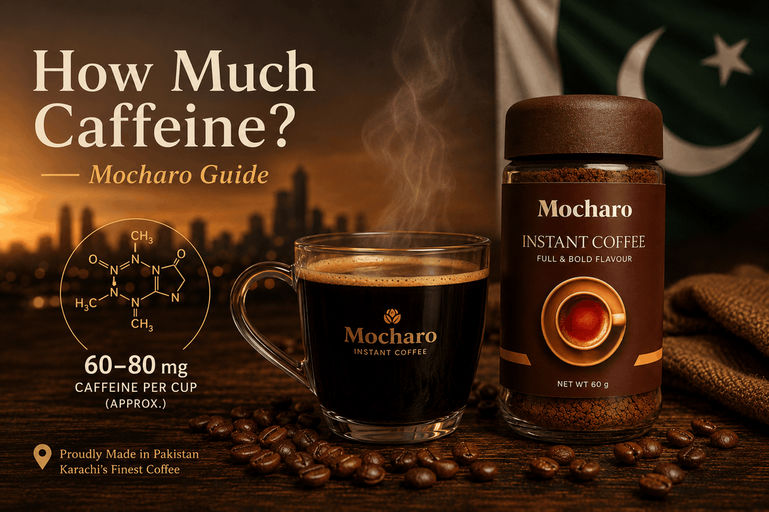 How much caffeine is in instant coffee — Mocharo guide Pakistan 60-100mg per cup 2026