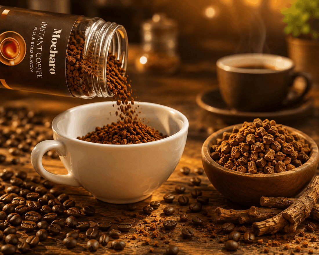 Mocharo pure Brazilian instant coffee granules with no chicory or fillers Pakistan